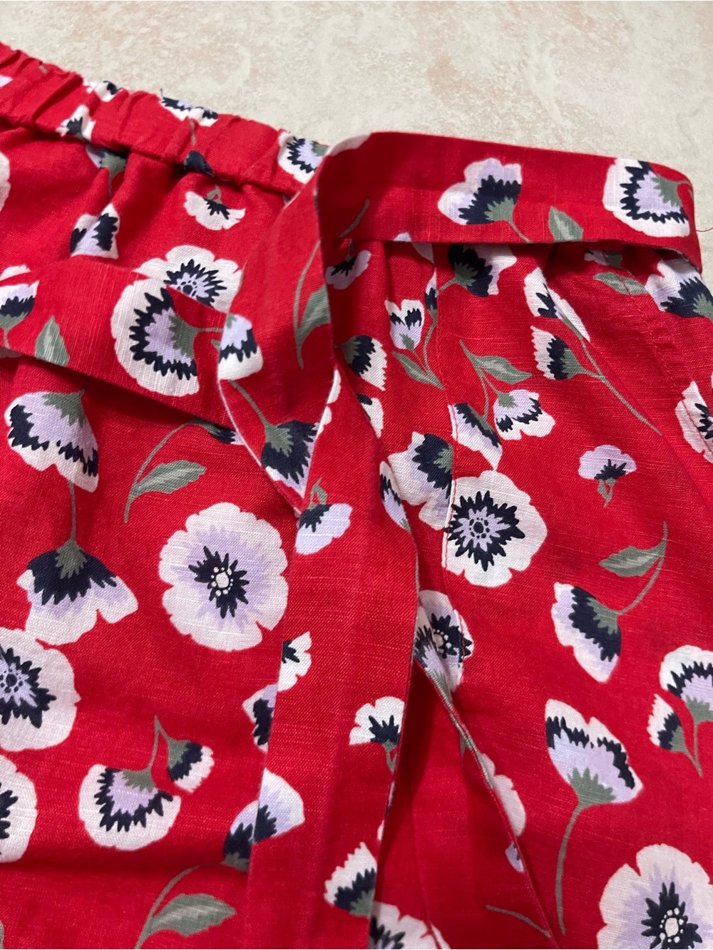 J. Crew Red Floral Tie-Waist A-Line Skirt - Picture 5 of 8